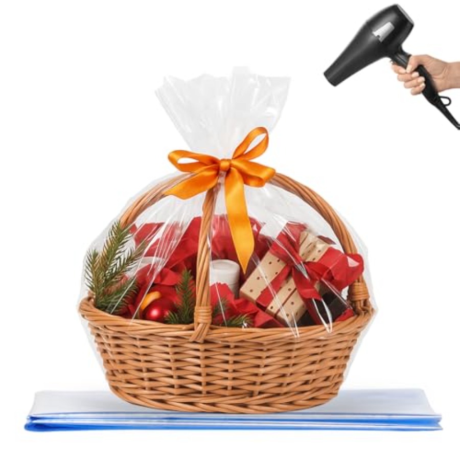 Cellophane Wrap Clear - Sacchetti Termoretraibili per Cesti Regalo, 10