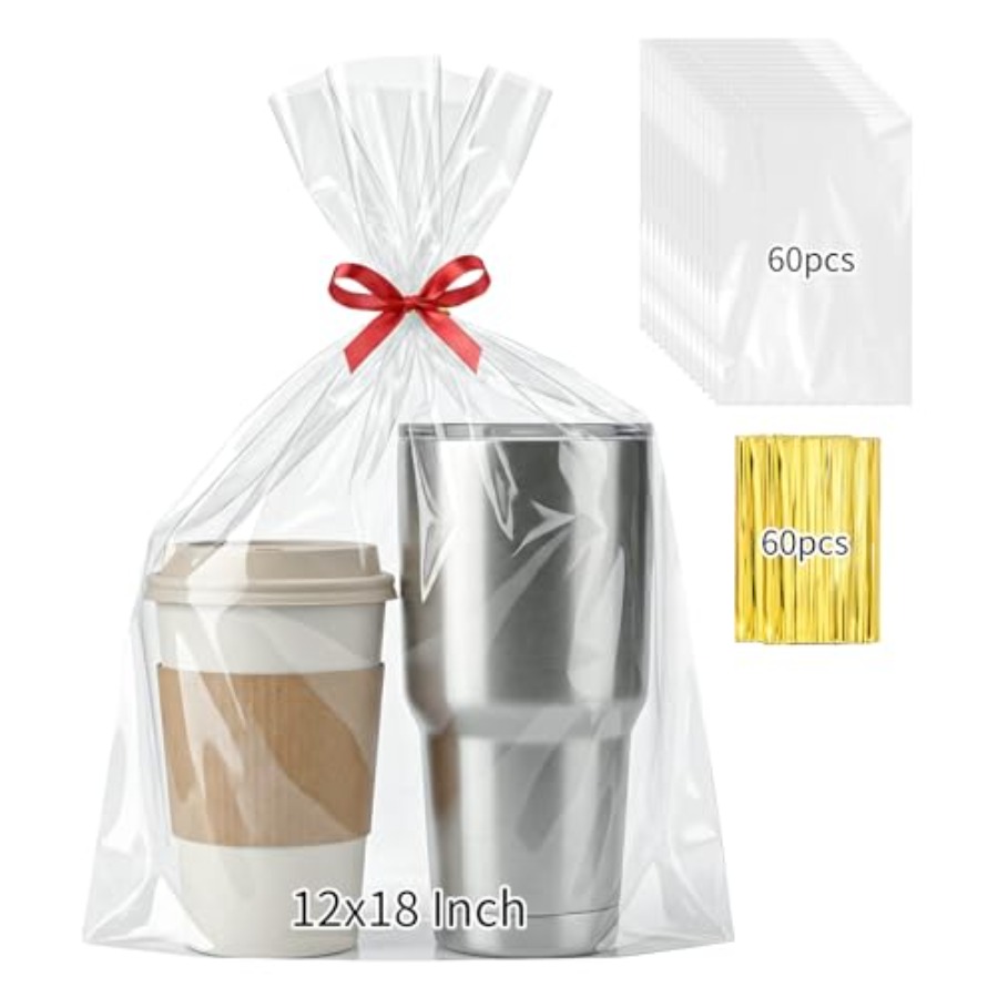 Cellophane Wrap Clear - 60 Sacchetti Regalo in Cellophane 12x18