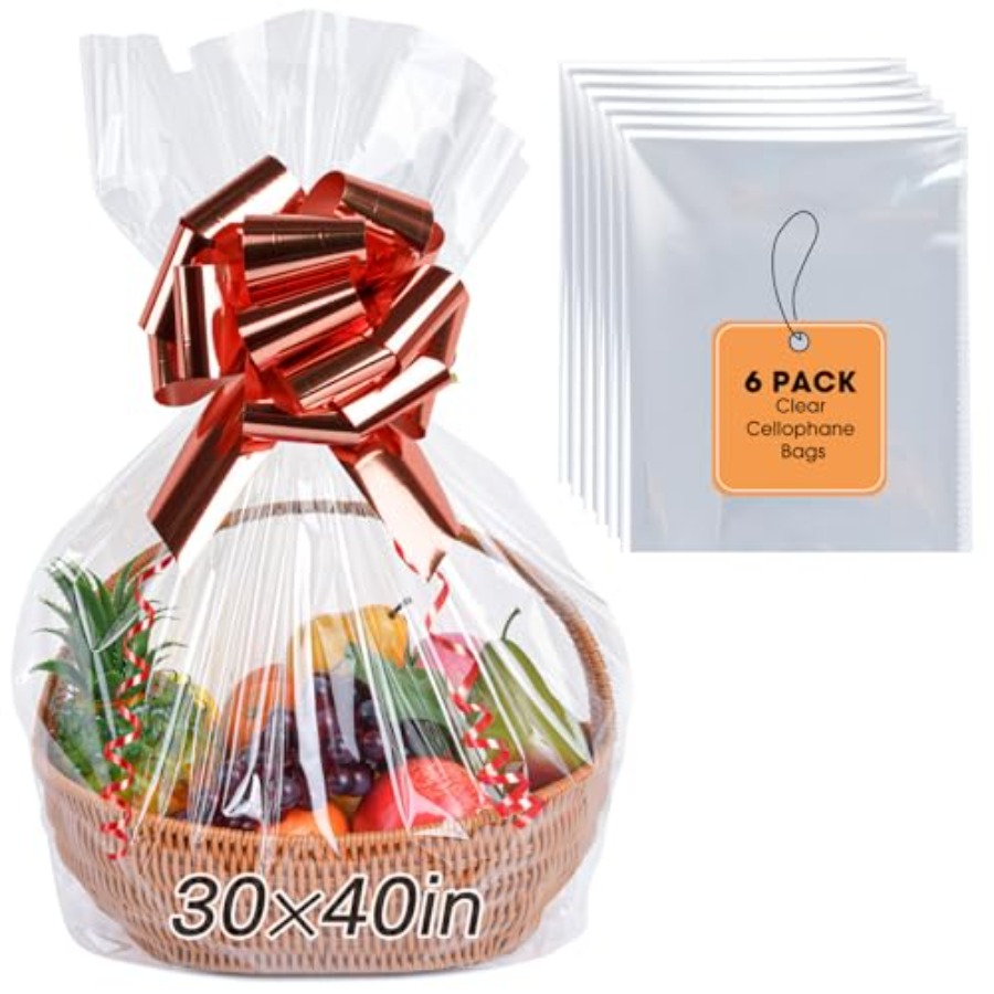 Cellophane Wrap Clear - 6 Sacchetti in Cellophane Extra Large,